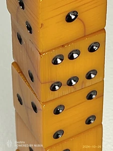 11/16" Bakelite Catalin Orange Carved Crackled Spot Dice 1930s Fresh PiPs Crisp - Picture 1 of 16