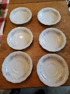 Johann Haviland Bavaria Germany Floral Splendor 6 Tea Cup Saucers 6" Silver Trim - Picture 1 of 12