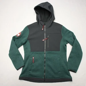 Canada Weathergear Jacket Mens Large Green Black Softshell Hooded Full Zip Coat - Picture 1 of 6