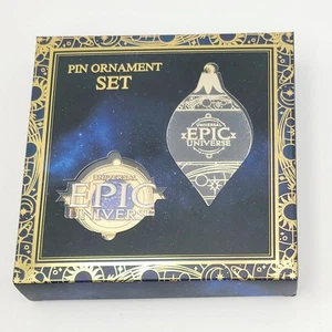 NUEVO 2025 EPIC Universe Universal Orlando Logo Pin & Ornament Set Dorado Azul - Imagen 1 de 3