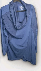 Neon Buddha Cowl Neck Wrap Long Sleeve Top Medium Navy Blue Women's Pullover - Picture 1 of 7