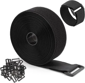 Heavy Duty 5cm x 6m Adjustable Cable Straps with 30 Buckles - Black - Picture 1 of 7