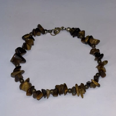 "Pulsera ojo de tigre pulsera piedra real 7""" Foto 1 de 4