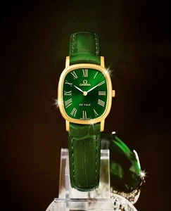 Omega Montre manuelle De Ville Ellipse cadran vert or romain femme 148224448 - Picture 1 of 8