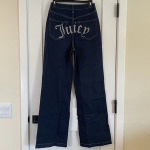 NWT Juicy Couture Women Jeans 7 28 Lunita Wide Leg Dark Wash High Rise Relaxed - Picture 1 of 12