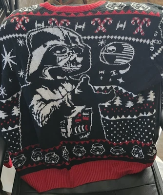 Star Wars Дарт Вейдер уродливый Рождественский свитер 2XL красный черный праздник вязаный Lucasfil - Изображение 1 из 4