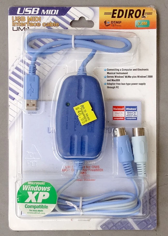Edirol USB MIDI Interface Cable UM-1 NEW 2.0 Meter NOS Windows Mac - Image 1 of 2