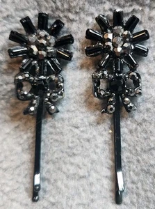 Fermagli per capelli vintage con strass fiori Bobby Pins set di 2 - Foto 1 di 3
