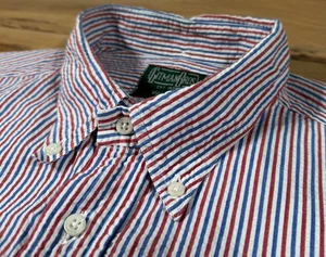 Gitman Bros Vintage Red White Blue Striped Cotton Seersucker BD Collar Shirt XXL - Picture 1 of 7