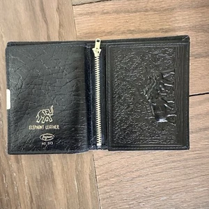 Vintage Jaguar No. 913 Elephant Leather Folding Wallet Black Embossed Mens NWOT - Bild 1 von 6