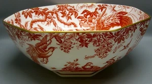 Royal Crown Derby RED AVES grande ciotola ottagonale 11" - Foto 1 di 2