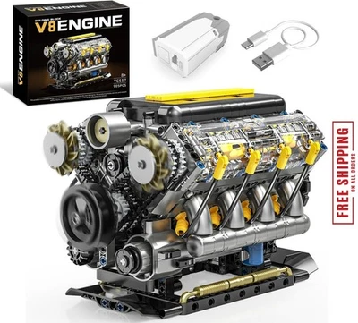 Juego de construcción de motor V8 de 9" que funciona, modelo de motor exclusivo de coleccionista, juguete STEM Foto 1 de 4