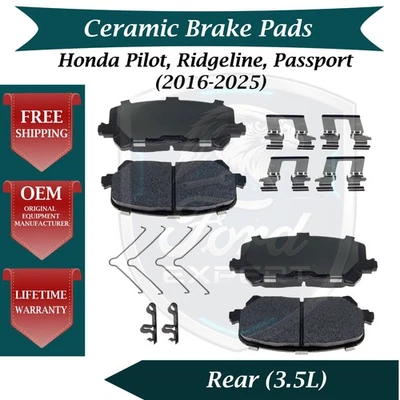 OE Rear Ceramic Brake Pads Kit For 2016-2022 Honda Passport Pilot Ridgeline - Image 1 of 4