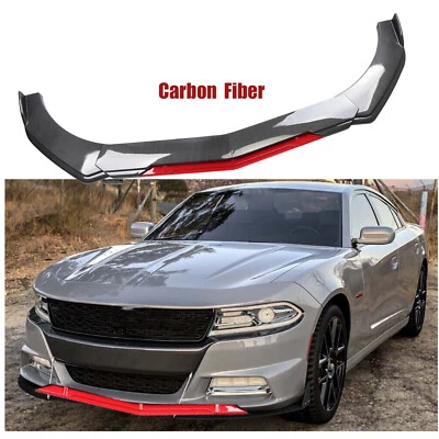 Front Bumper Lip Splitter Spoiler Body Kit Carbon Fiber For Dodge Charger SRT RT Foto 1 de 4