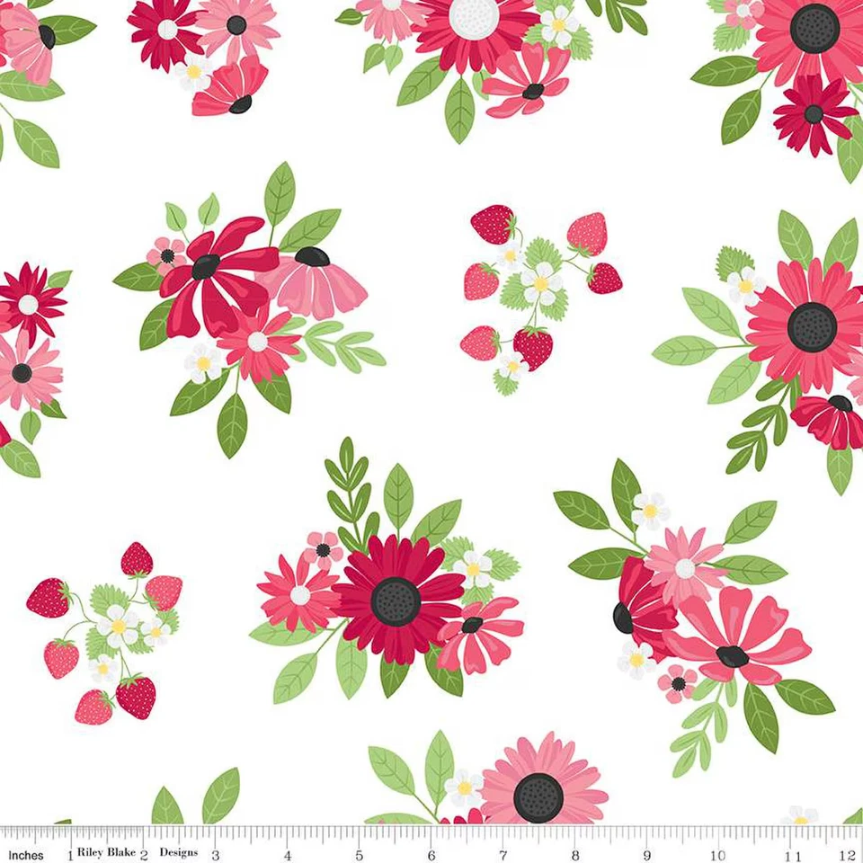 $7 Per Yard FLOUR & FLOWER White Quilt Fabric C14010 by Riley Blake - Image 1 of 1
