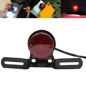 Rot Rund Rücklicht Bremslicht Rückleuchte mit Kennzeichen Halter Für Harley 12V - Picture 1 of 7
