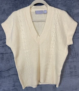 Vintage Evan Picone Sweater Lambswool Size Large Rib V Neck Cottagecore Vest - Picture 1 of 12