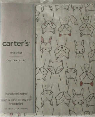 Sábana Cuna Carter Rosa Gris Zorro Conejos Bebé Niña Cuna Ropa de Cama #11969 Foto 1 de 4