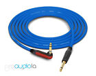 Canare Quad Instrument Cable | Silent 90° TS to Straight 1/4" TS | Blue 18 Ft