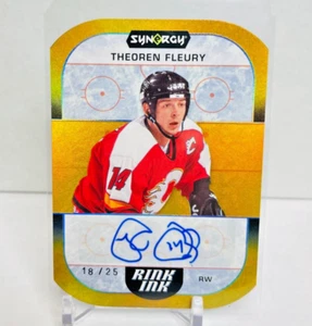 2022-23 Upper Deck Synergy Rink Ink Orange /25 Theoren Theo Fleury #RI-TF Auto - Picture 1 of 2