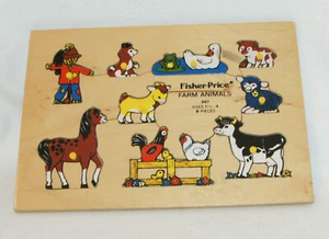 Rompecabezas de madera vintage Fisher-Price #507 animales de granja - Imagen 1 de 1