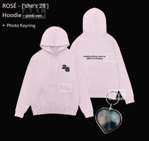 BLACKPINK ROSE She's 28 HOODIE - PINK Ver. ROSIE B-DAY + Photo Keyring - Picture 1 of 7