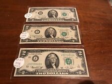 1976 $2 Dollar Bill Note Lot of 3 Jefferson Non Graded Fed Reserve Notes
