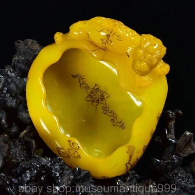 5" Chino Natural Tianhuang Shoushan Piedra Talla León Cepillo Lavadora Foto 1 de 4