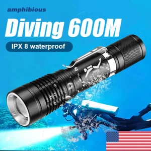 Underwater Diving Torch Amphibious Flashlight USB Lantern Undersea Adventure US - Picture 1 of 15