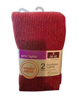 Nuevo paquete de 2 medias pequeñas 4-6 forradas de lana sin pies rojo brillante y marfil para niñas Foto 1 de 4