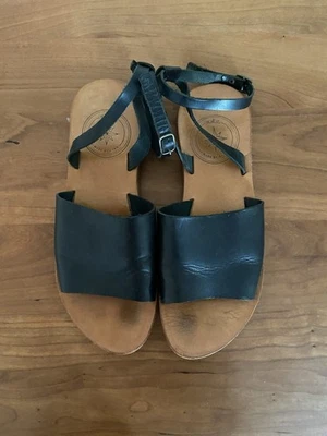 Sandalias Sara NDC Cuero Negro Hechas a Mano Toboganes, Correa para el Tobillo Para Mujer Talla US 7 Foto 1 de 4