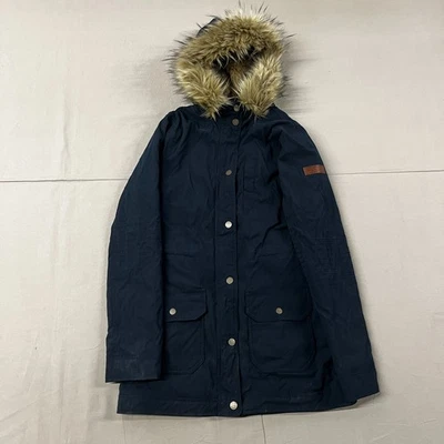 Chaqueta parka para mujer Hollister forrada de piel sintética azul/azul marino talla M Foto 1 de 4