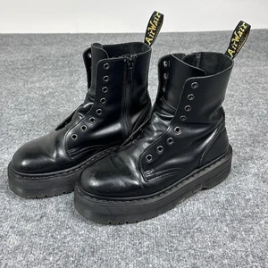 Dr Martens Jadon Boots Mens 7 Womens 8 Black Leather Platform Combat Chunky READ - Picture 1 of 16