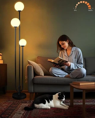 Lámpara de pie negra 63 pulgadas regulable con candelabro estilo mediados de siglo de pie... Foto 1 de 4