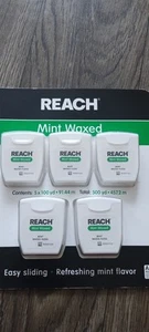 Johnson & Johnson Reach Mint Waxed Dental Floss, 5 Count NEW VF - Picture 1 of 6