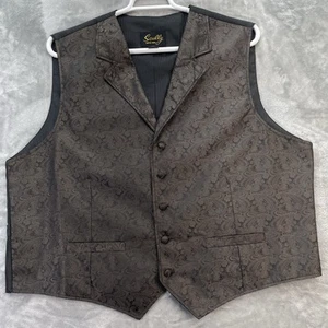 Scully Vest Mens size 2XL waistcoat western suit jacket 5 button paisley belted - Picture 1 of 13