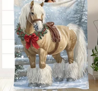 Decke Tagesdecke Kuscheldecke Teddyfell Bett Kinder Pferd Deko 150 x 200 Liebe - Bild 1 von 4