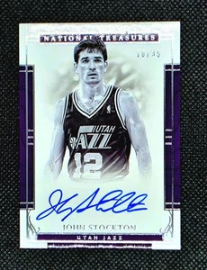 2016-17 Panini National Treasures /35 Autographs John Stockton Utah JAZZ HoF - Picture 1 of 3