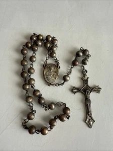 Vintage Small Rosary Catholic Silver Beads - Picture 1 of 6
