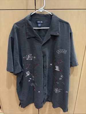 木炭灰色拉斯维加斯主题短袖衬衫男式 2 X 码 — 第 1/4 张图片