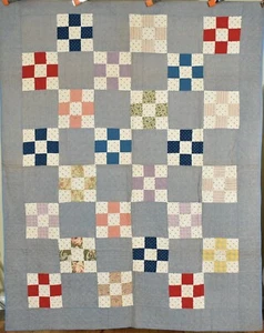 Colorful Vintage 1920's Nine Patch Antique Quilt~CLASSIC DESIGN! - Picture 1 of 8