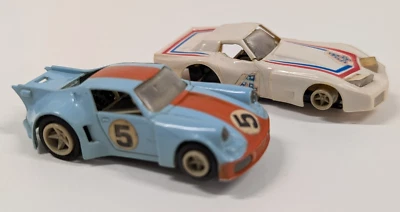 Vintage Matchbox Speedtrack Blue Porsche & White Corvette HO Slot Cars As Is - Image 1 of 4