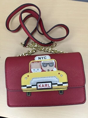 Karl Lagerfeld Maybelle Red Taxi Cat Crossbody Purse - Image 1 of 4