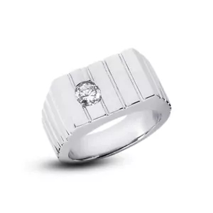 Anillo de platino de diamantes naturales brillantes redondos de 0,73 quilates F VS2 certificado - Imagen 1 de 6
