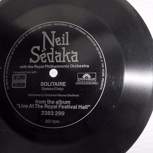NEIL SEDAKA U.K 7" 33rpm FLEXI-DISC Solitaire with ROYAL PHILHARMONIC ORCH F724 - Picture 1 of 3