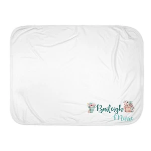 Baby Girl Personalized Custom Easter Floral Hedghog Receiving Blanket - Picture 1 of 12