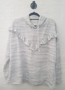 Papaya Womens Hooded Jumper Hoody Grey Marl Frill Lightweight Hoodie sz XL 18 uk - Picture 1 of 5