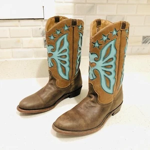 Ash Jango Butterfly Cowboy Boots Dark Brown/Celadon US Size 8 Eur Size 41 - Picture 1 of 12