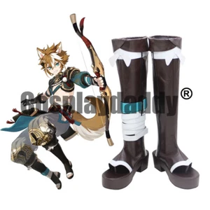 Genshin Impact Canine Warrior Gorou Cosplay Shoes Open Toe Tall Boots X002 - Picture 1 of 5