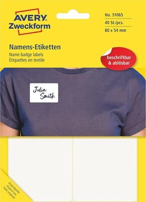 AVERY ZWECKFORM® AVERY Zweckform Art. 51065 Namensetiketten für Kleidung (40 Namensaufkleber, 80x